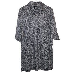 FOOTJOY Mens Floral Polo Golf Shirt Sz Medium Black White Gray Active Masters